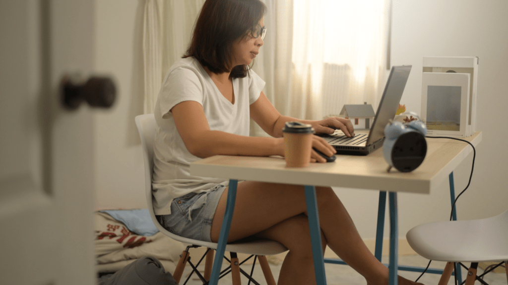 Woman working at home