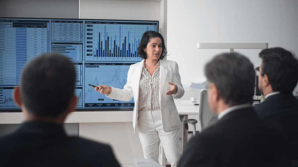 Woman presenting at the office